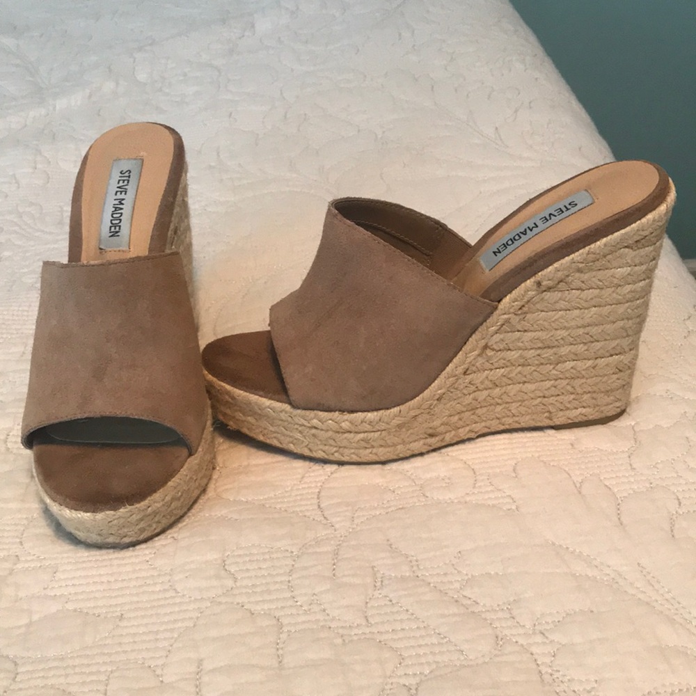 Suede slip on wedge